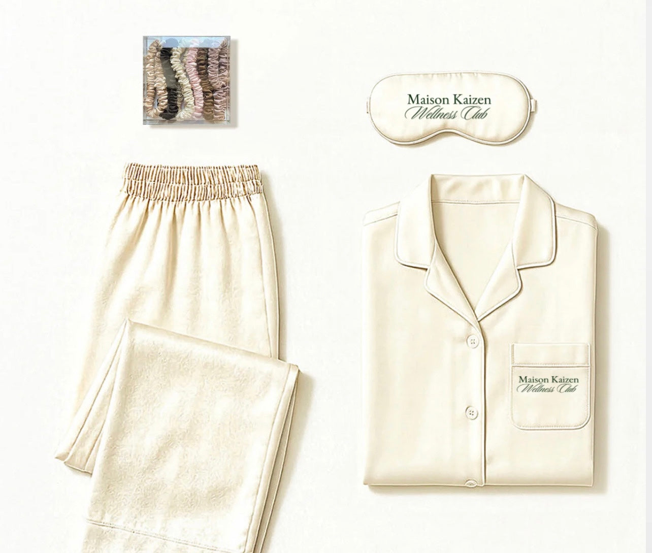 Maison Kaizen Cream Silk Pyjama Set
